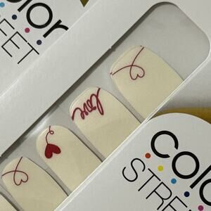 New Color Street “Love Letter” Crème Scribbled Heart Sentiments Nail Strips